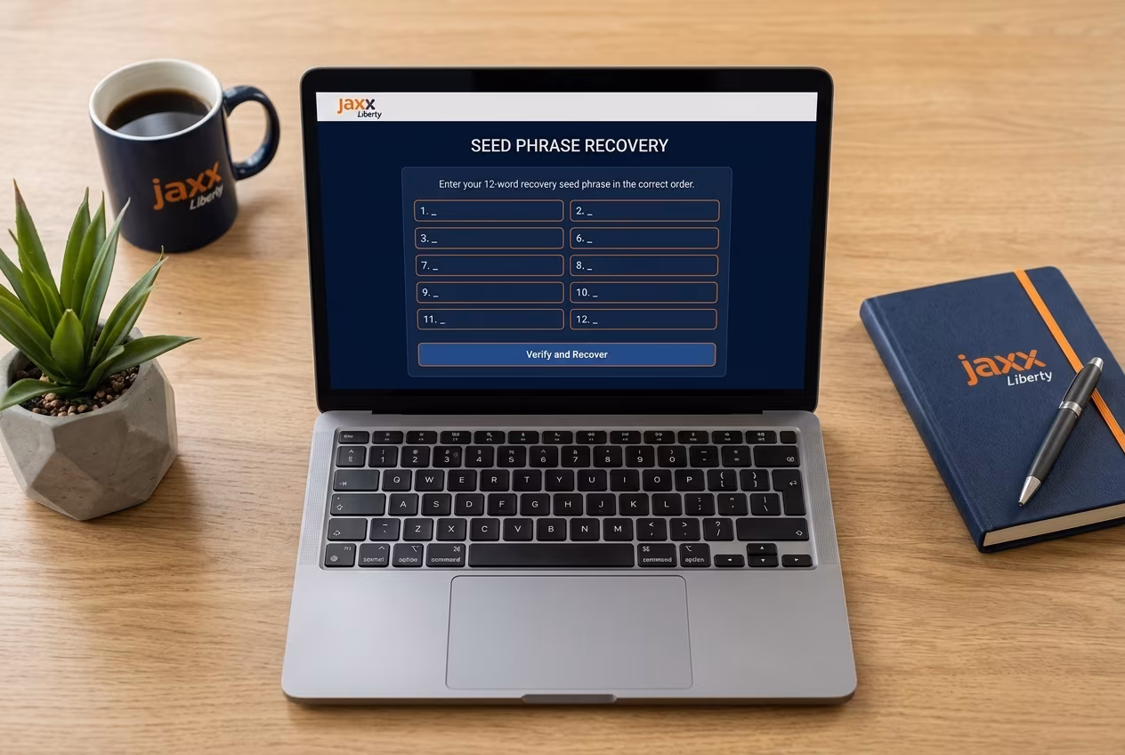 Пользователь восстанавливает seed‑phrase в jaxx wallet retired