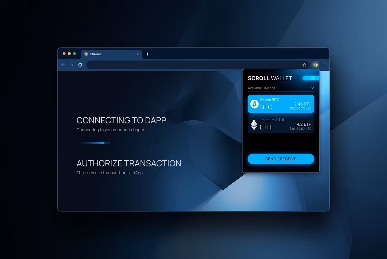 Подключение браузерного криптовалютного кошелька к dApp в Chrome