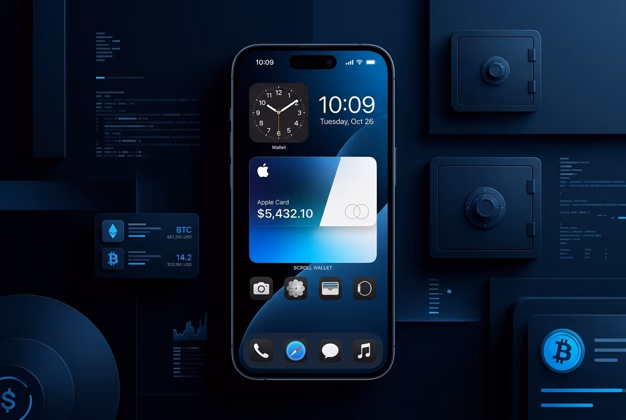 Wallet widget отображает баланс Apple Card на iPhone