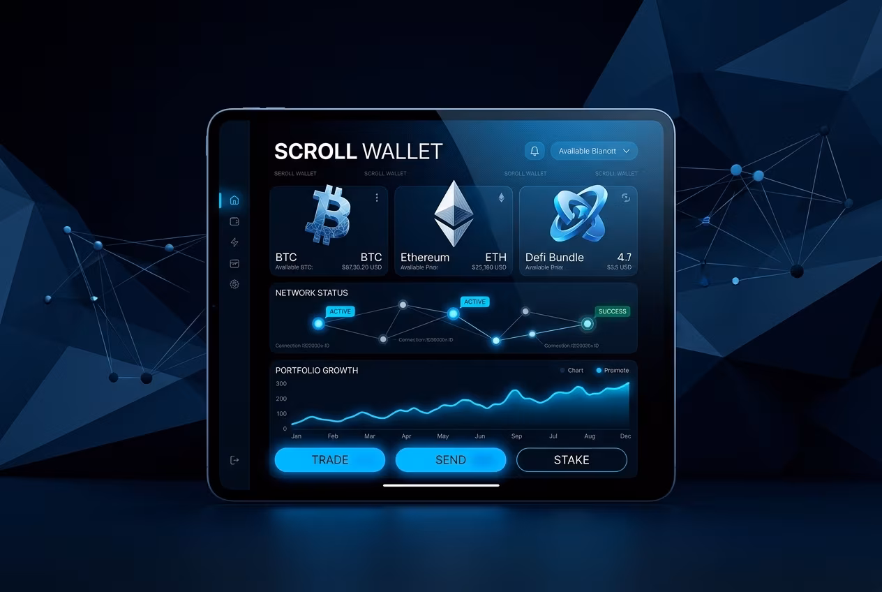Интерфейс web wallet crypto отображает криптовалютные активы в реальном времени