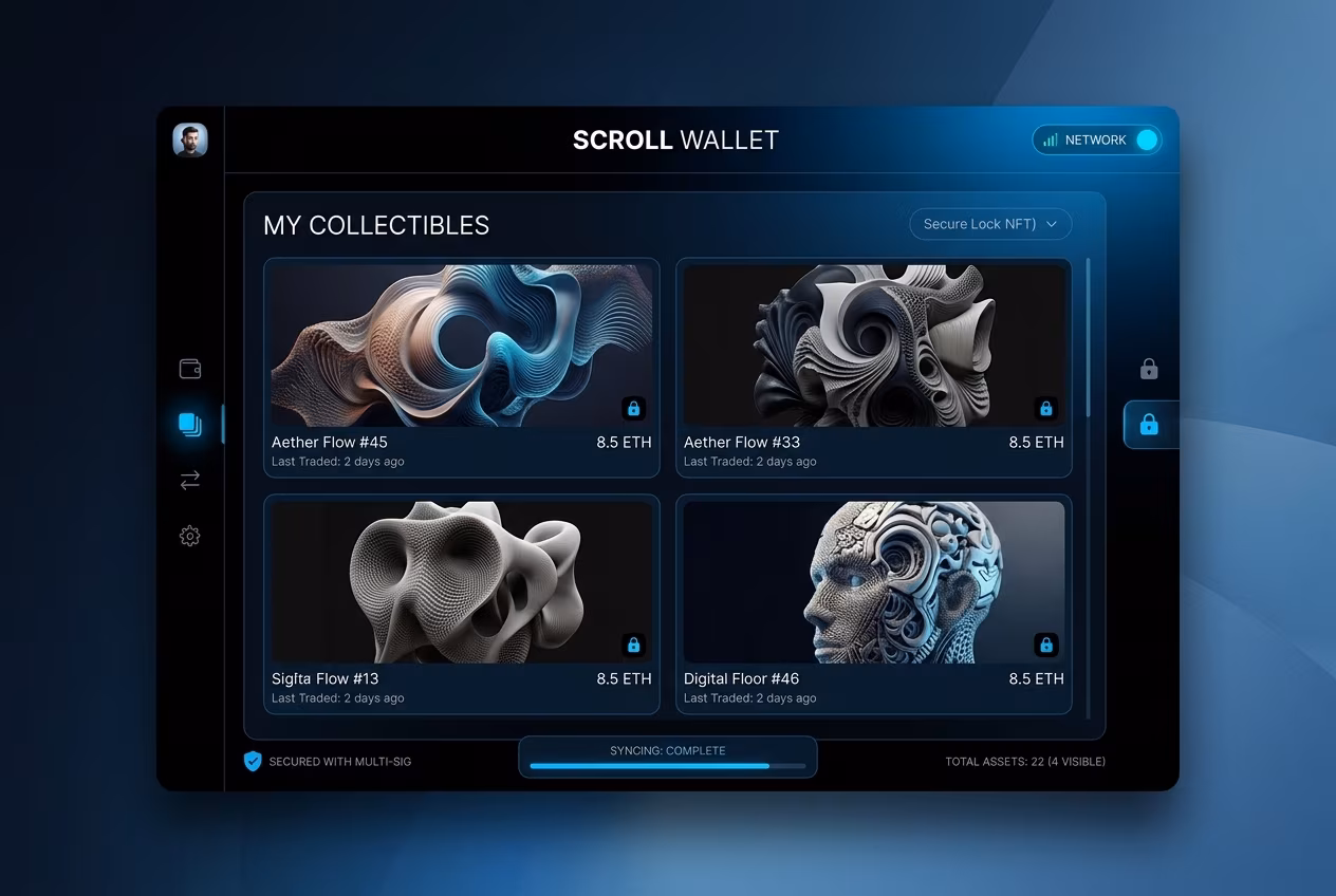Скриншот Scroll Wallet с NFT в crypto wallet for nft
