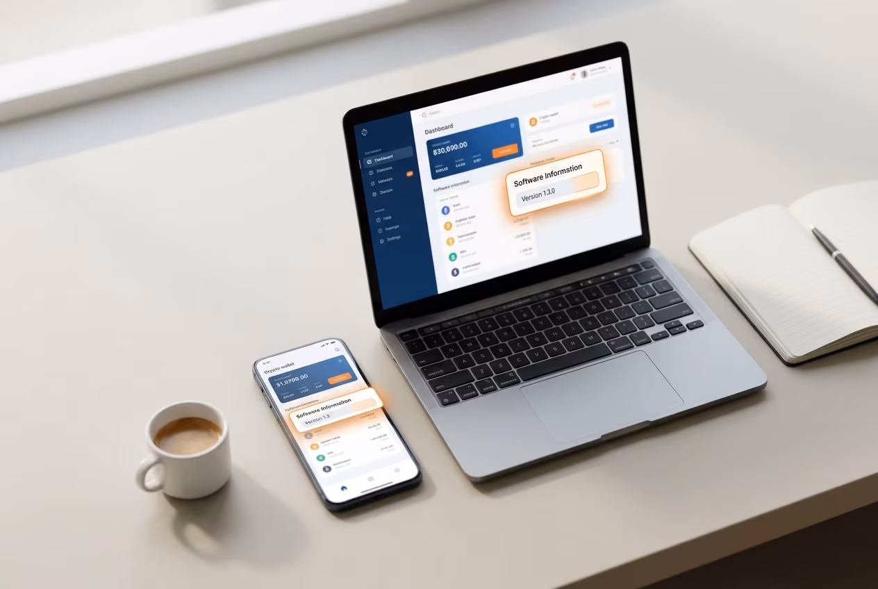 Jaxx Liberty dashboard showing software version number on desktop and mobile