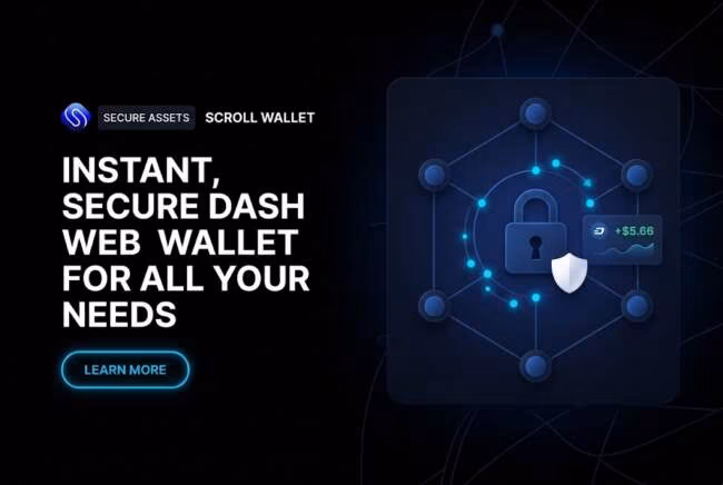 Минималистичный dash web wallet в тёмном SaaS-стиле