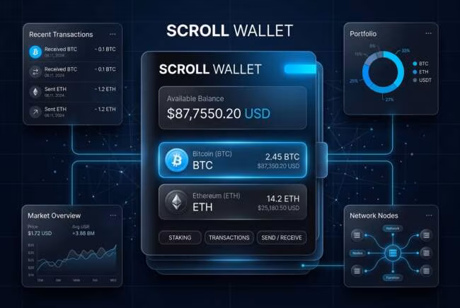 sei network wallet с балансом и монетами в темной панели
