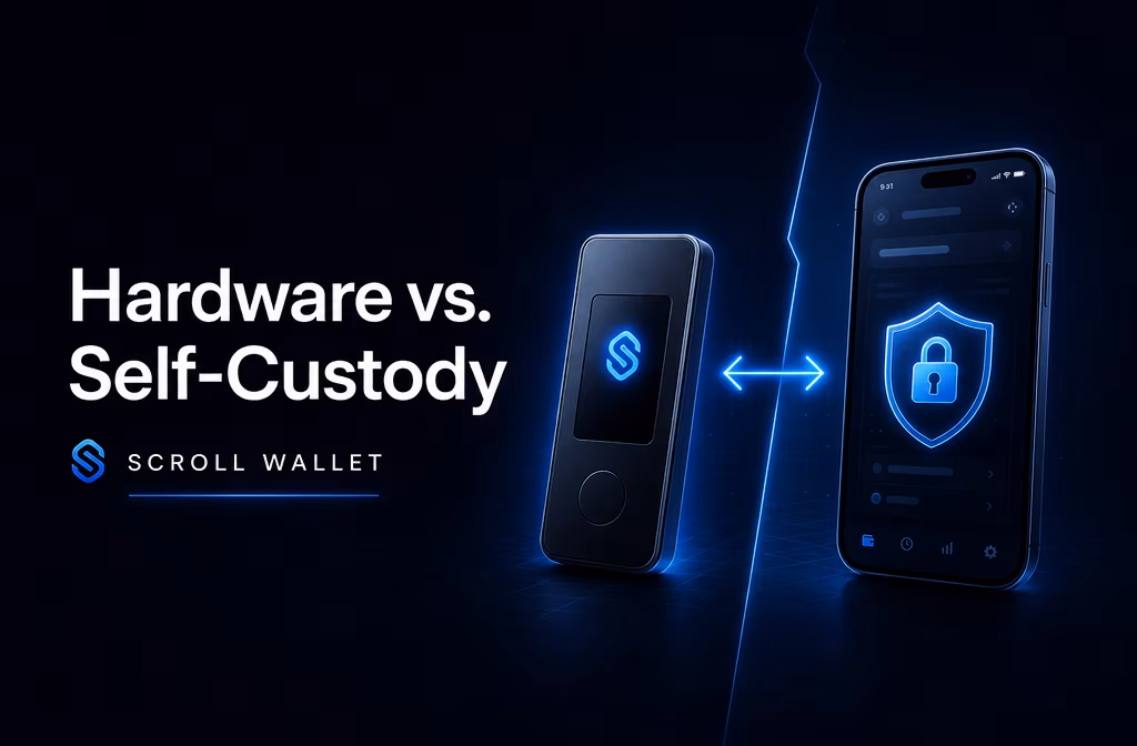 Beginner comparing hardware wallet and mobile self-custody crypto solution