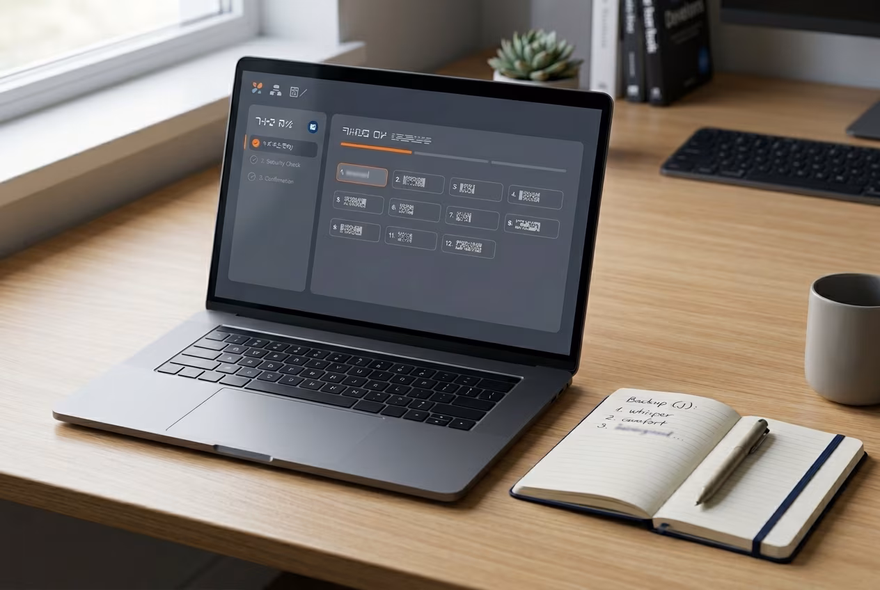 Clean Windows desktop with crypto wallet portfolio cards and send receive buttons