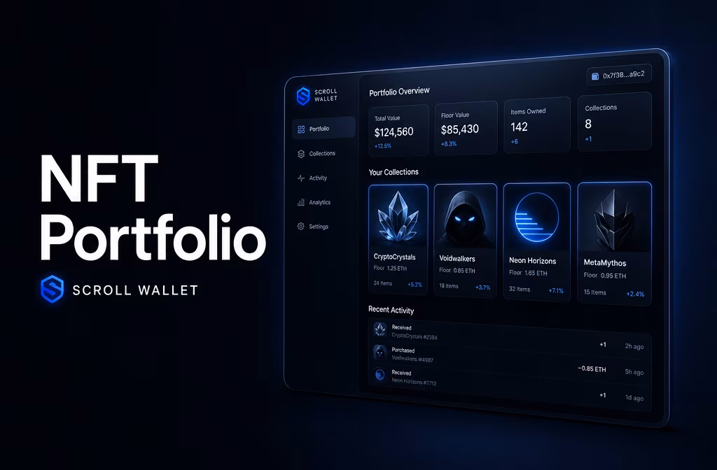 Clean NFT wallet dashboard showing organized collections and portfolio overview