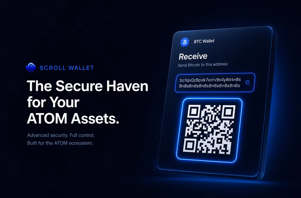 Wallet receive screen showing BTC address and QR code