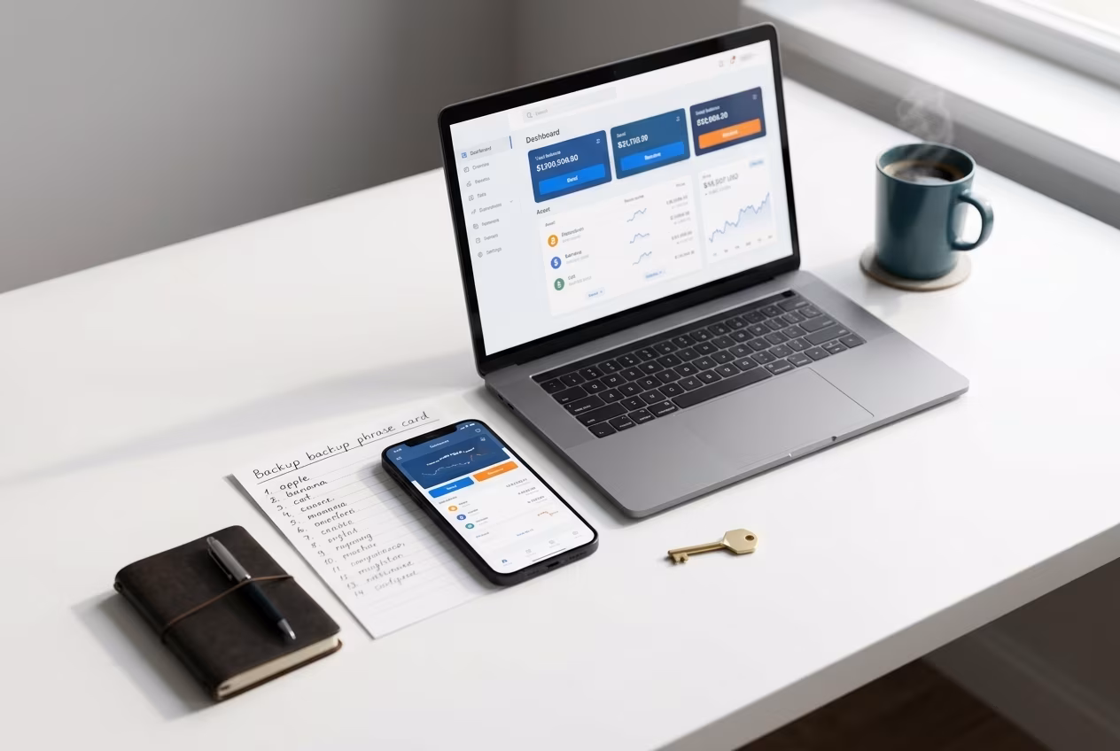 Jaxx Liberty style wallet dashboard shown on desktop and mobile
