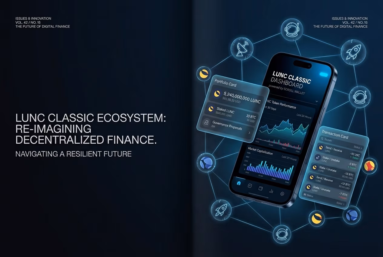 Диаграмма экосистемы LUNC‑кошелька в темном режиме terra luna classic wallet