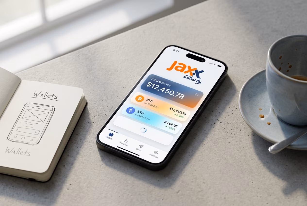 Jaxx Liberty wallet dashboard before and after update comparison