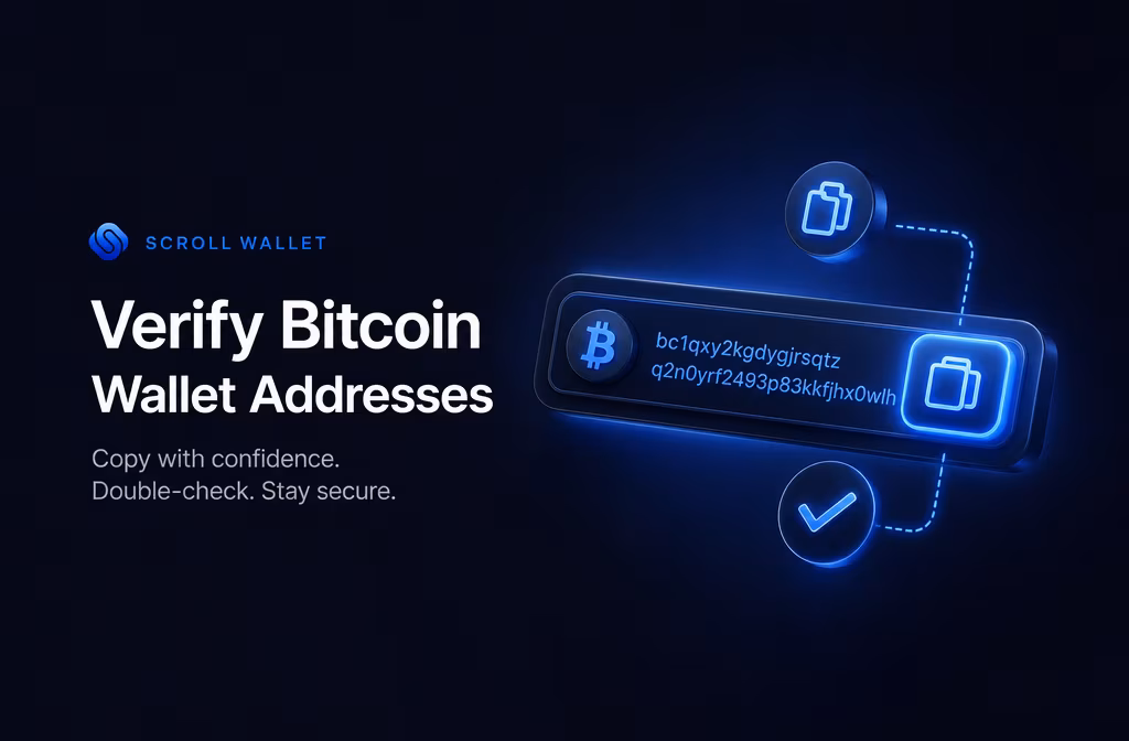 Copying and double-checking a bitcoin wallet address safely