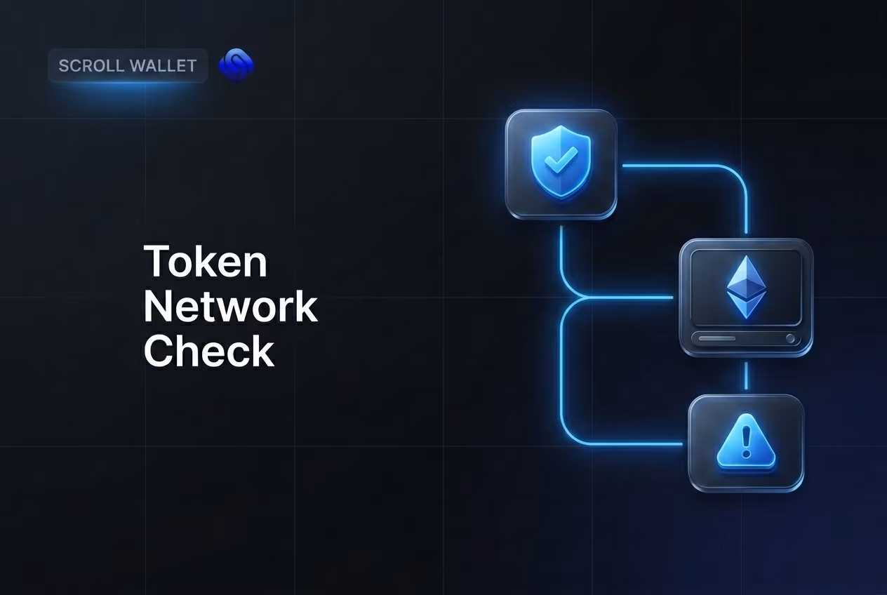 Visual flow showing token support check and Ethereum network mismatch risk