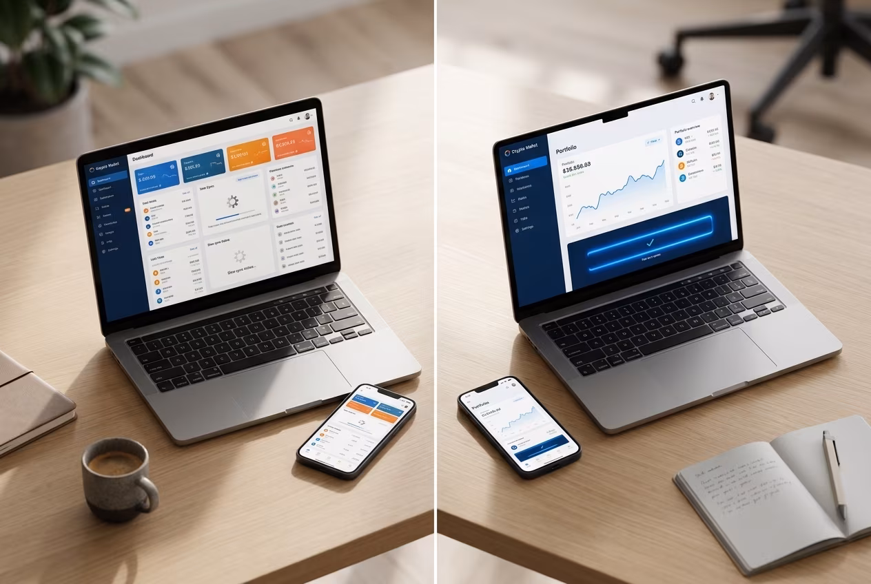 Jaxx Liberty wallet dashboard before and after update comparison