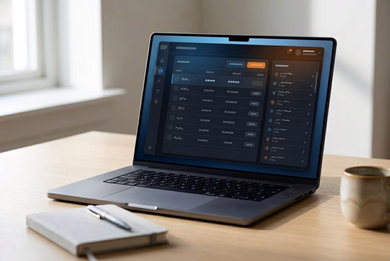 PC monitor displaying Jaxx Liberty crypto wallet full dashboard view
