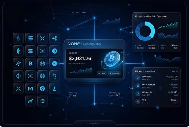 lightning compatible wallet с балансом и монетами