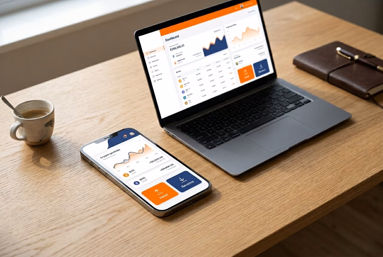 Jaxx Liberty wallet dashboard displayed on phone and desktop