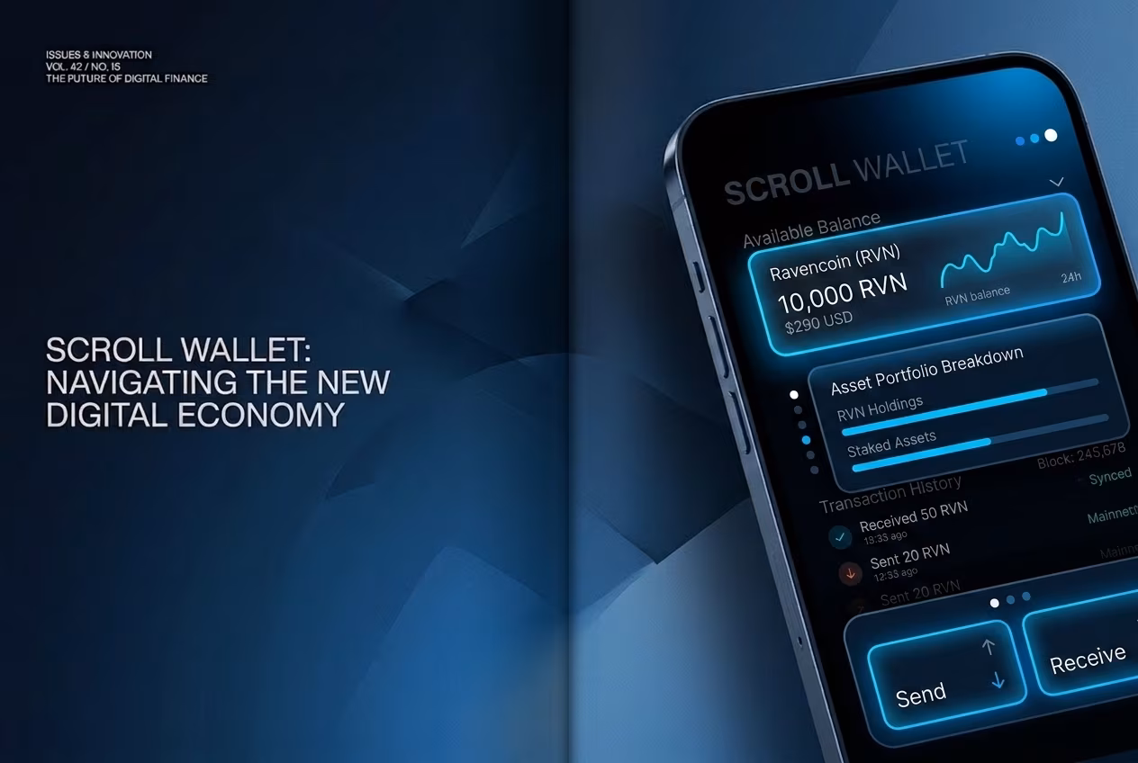 Modern RVN wallet interface displaying balance assets and quick transfers