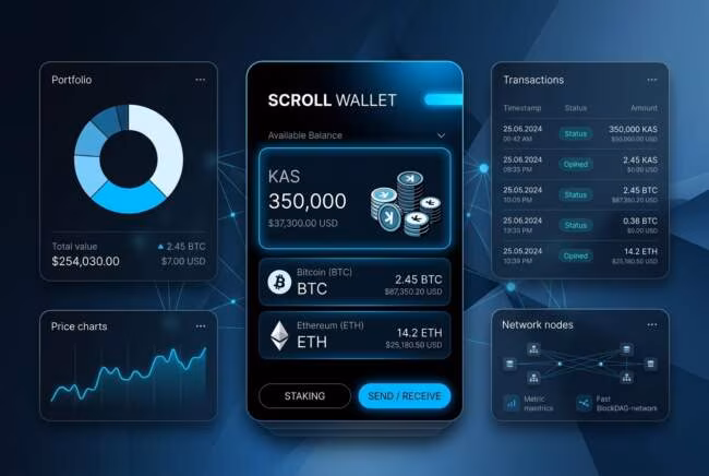 kaspa web wallet с балансом и монетами