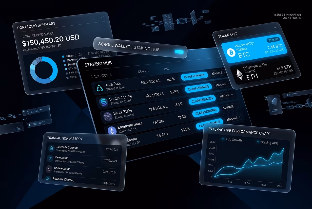 Интерфейс стейкинга Keplr в Scroll Wallet показывает keplr wallet staking