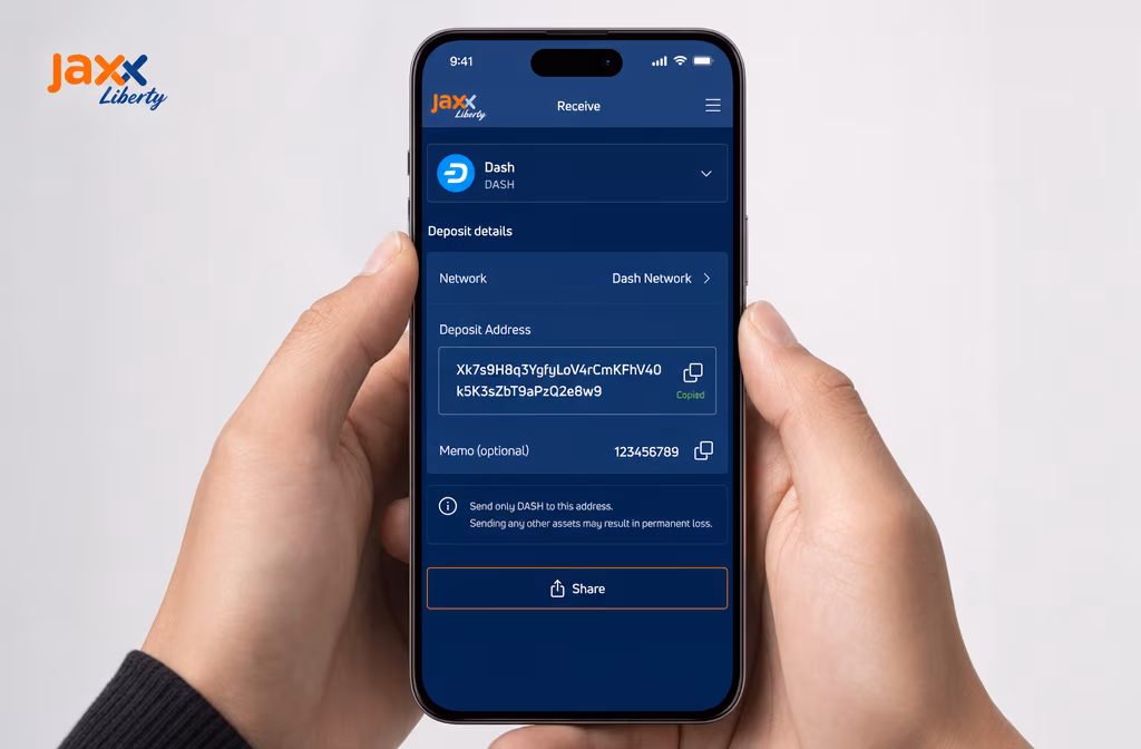 Copying crypto deposit address and verifying ticker network memo