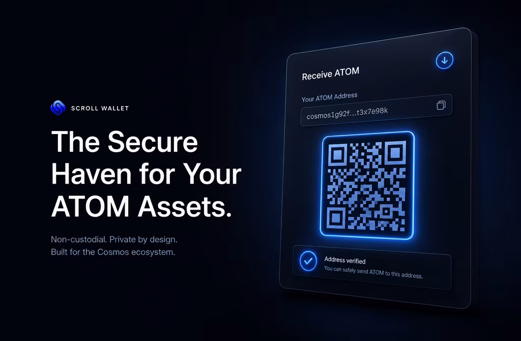 Crypto receive screen showing wallet address QR code and confirmation