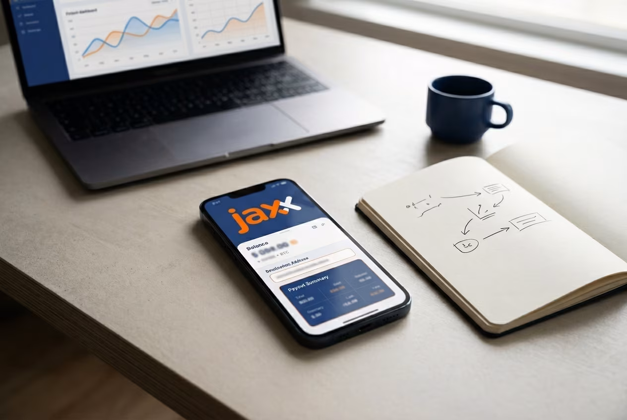 Jaxx Liberty wallet balance and fiat payout flow on smartphone