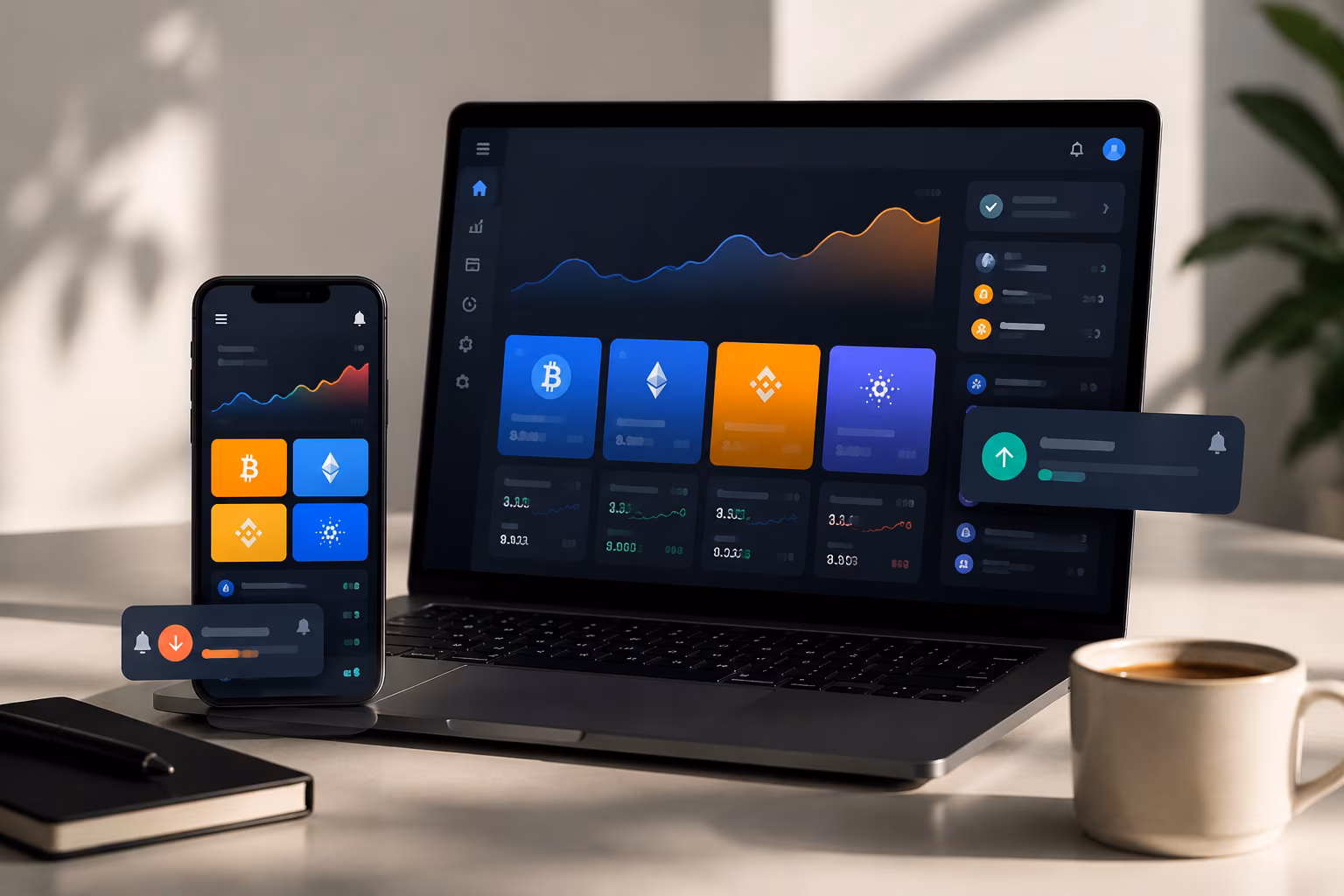 Jaxx Liberty wallet interface on mobile and desktop with portfolio tiles