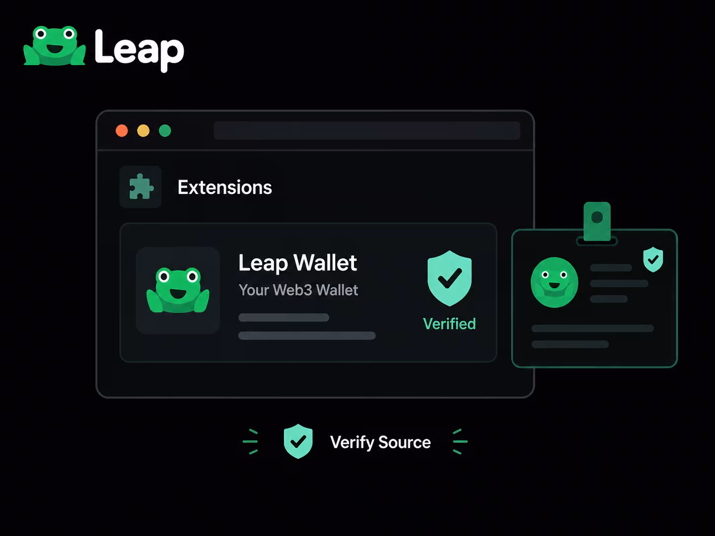 Verifying official Leap Wallet extension source before browser installation