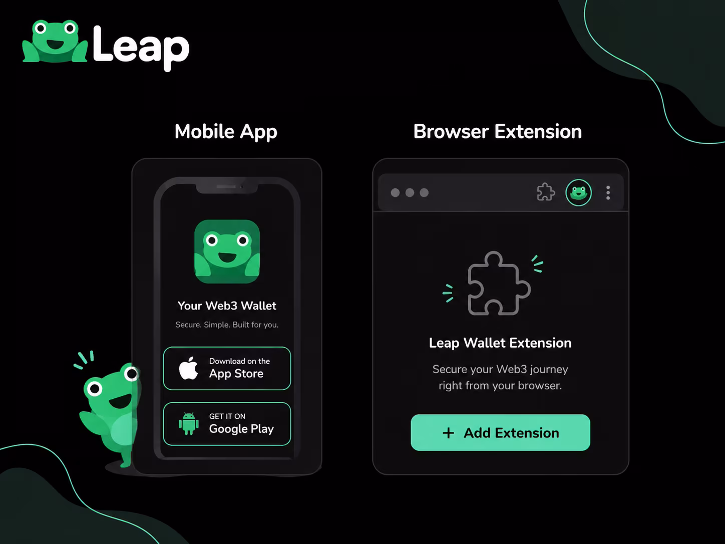 Leap Wallet download options for mobile app and browser extension