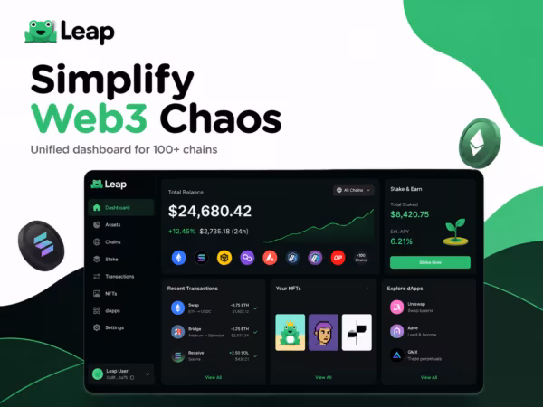leap wallet interface для управления активами и сетями