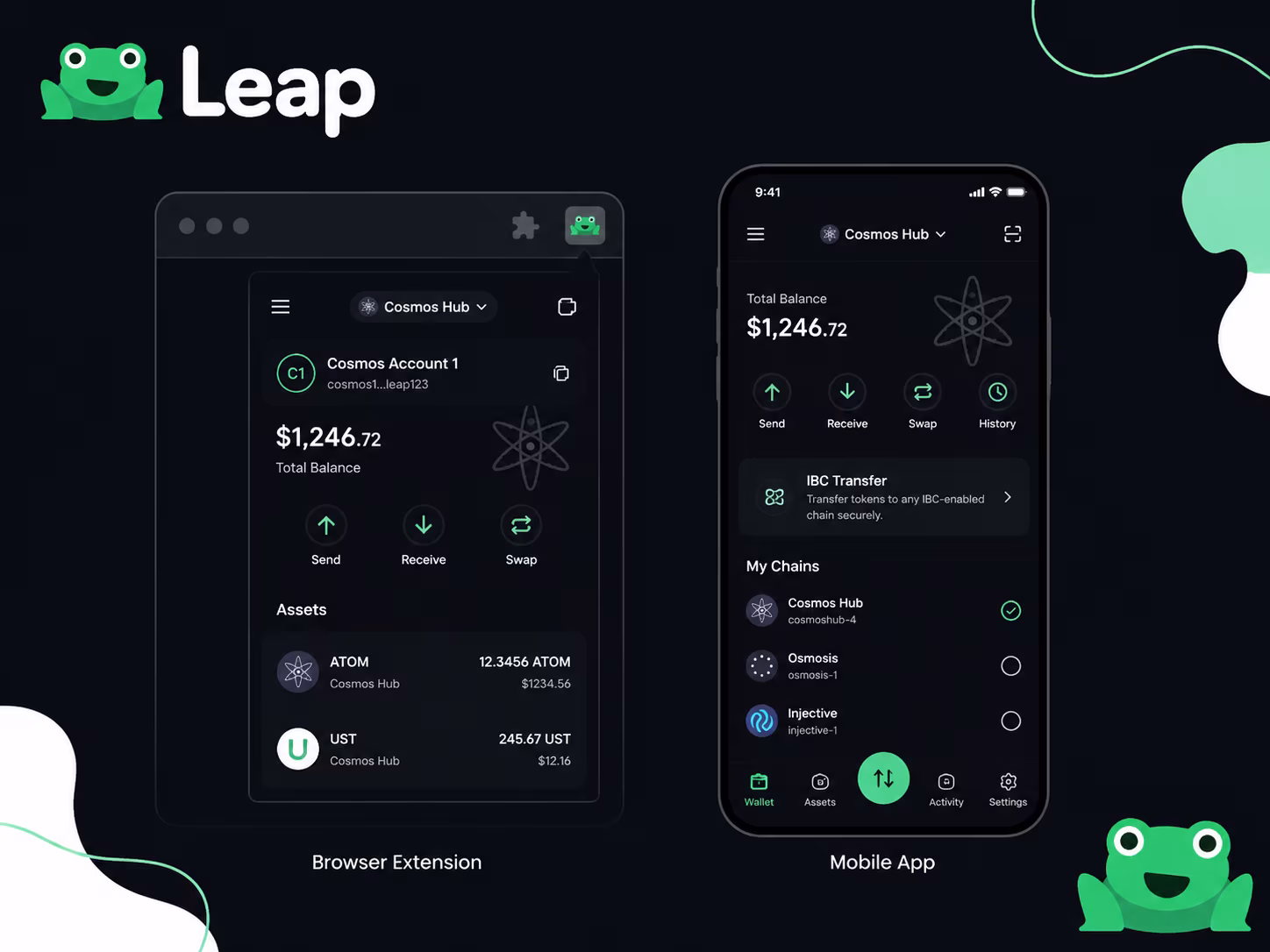 Leap Wallet browser extension and mobile app access for Cosmos