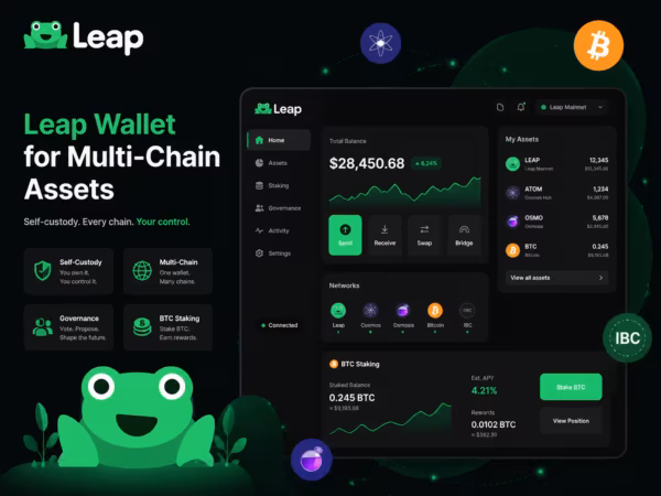 leapwallet для мультичейн активов и BTC стейкинга