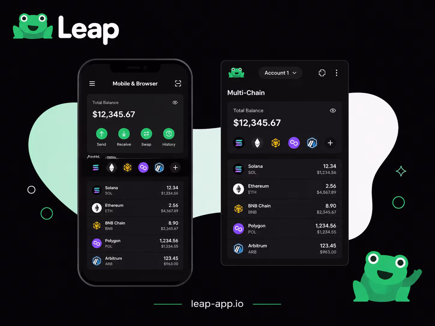 Leap Wallet mobile and browser extension across multiple chains