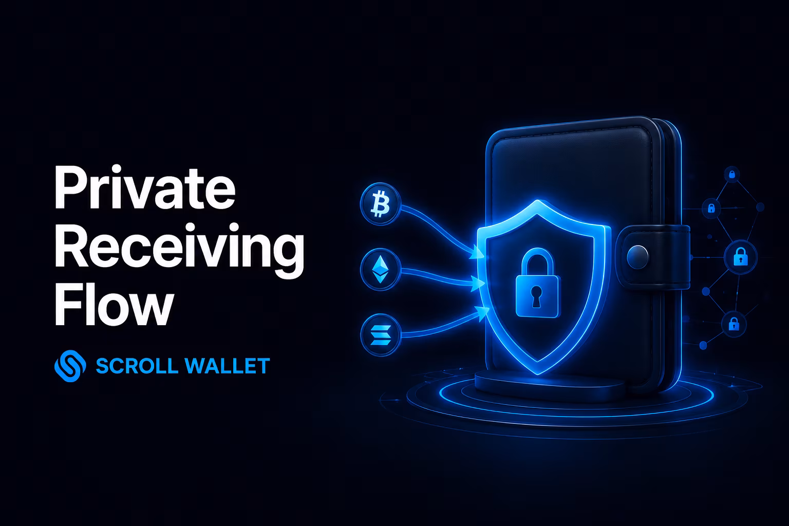 Non-custodial wallet private receiving flow with privacy control cues