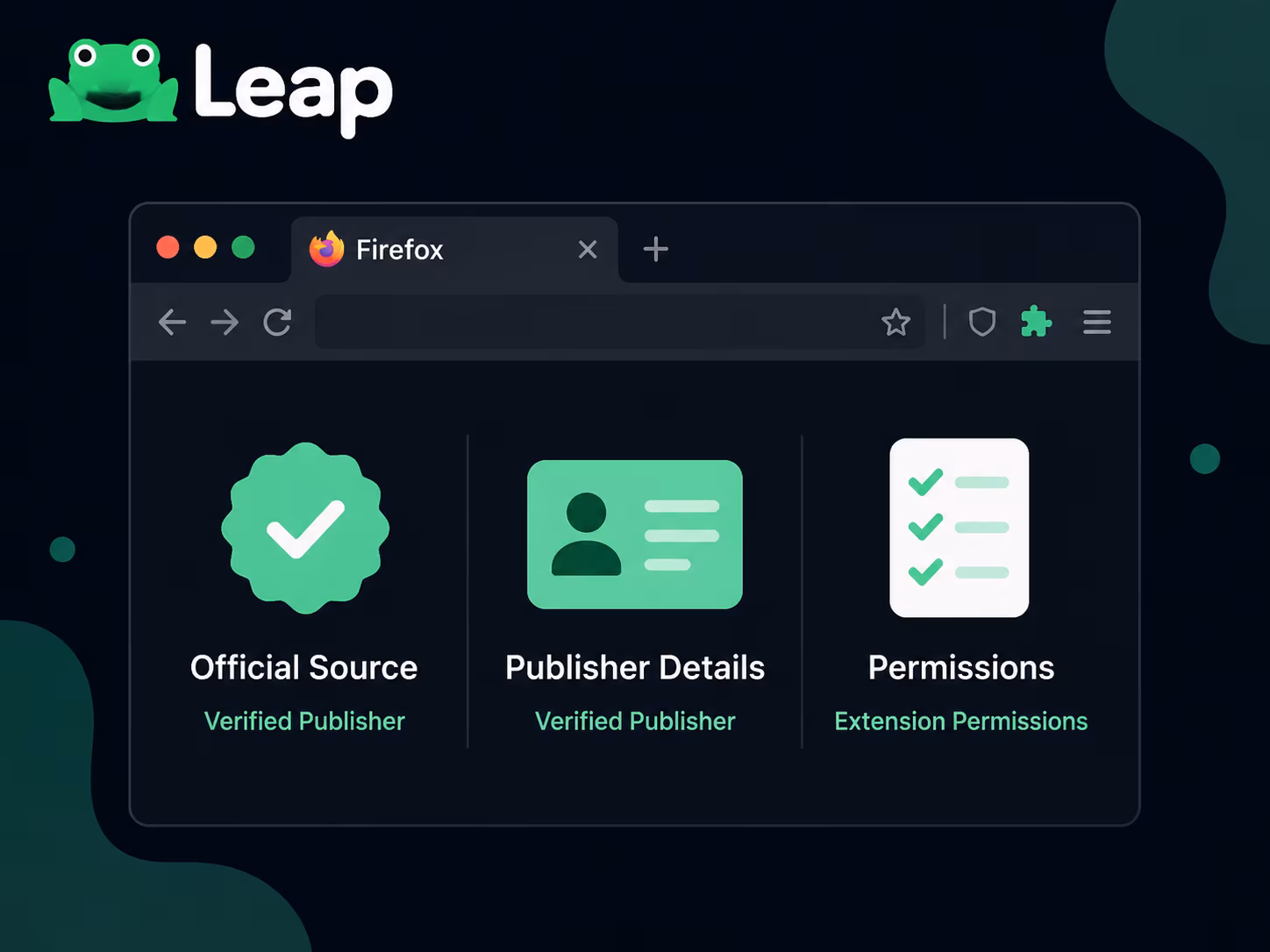 Checking Leap Wallet extension source and permissions in Firefox